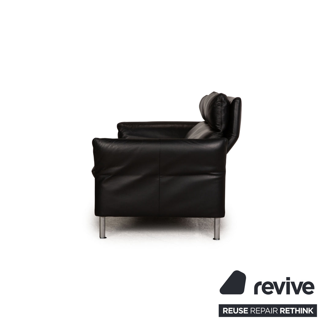 Erpo Porto Leder Sofa Garnitur Schwarz Zweisitzer Dreisitzer  Relaxfunktion