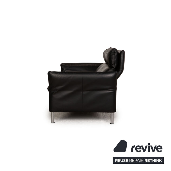 Erpo Porto Leder Sofa Garnitur Schwarz Zweisitzer Dreisitzer  Relaxfunktion