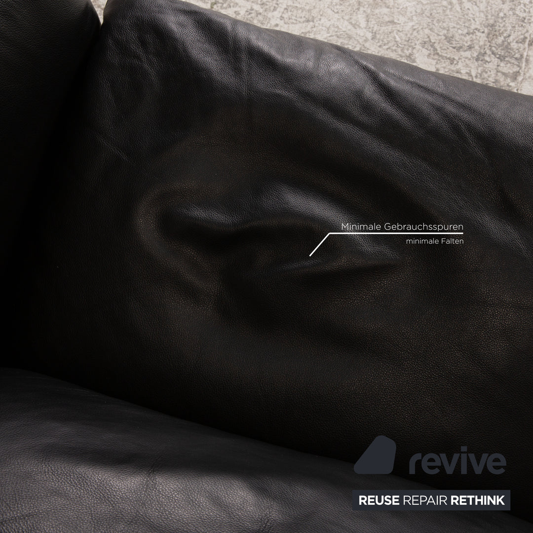 Erpo Porto Leder Sofa Garnitur Schwarz Zweisitzer Dreisitzer  Relaxfunktion