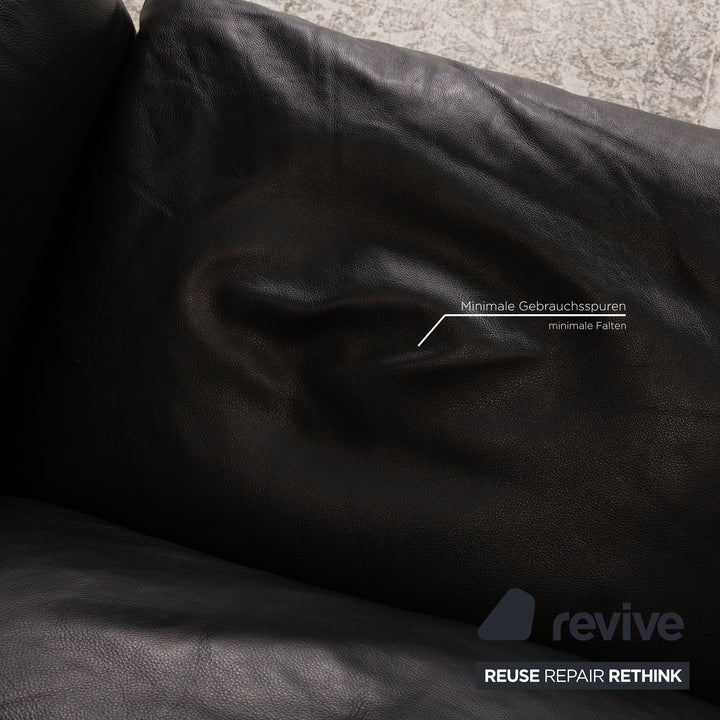 Erpo Porto Leder Sofa Garnitur Schwarz Zweisitzer Dreisitzer  Relaxfunktion