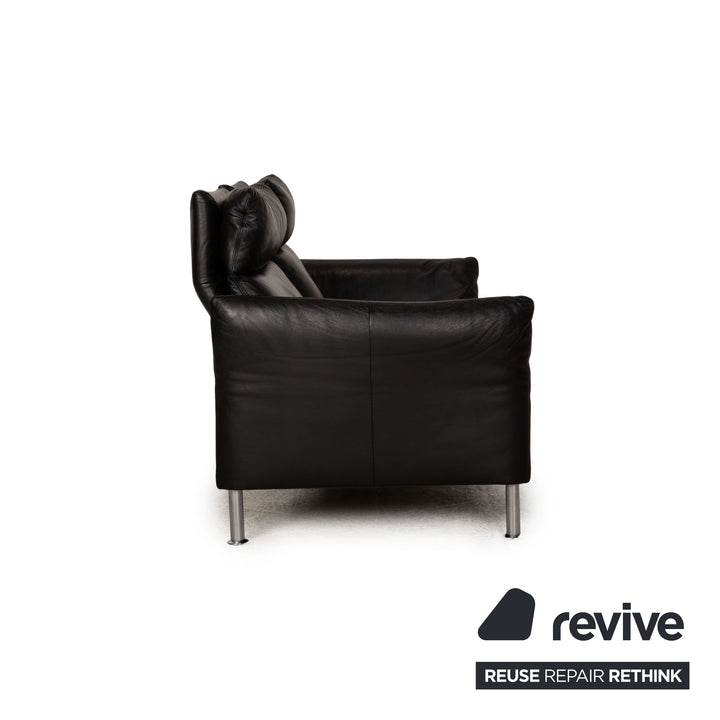 Erpo Porto Leder Sofa Garnitur Schwarz Zweisitzer Dreisitzer  Relaxfunktion