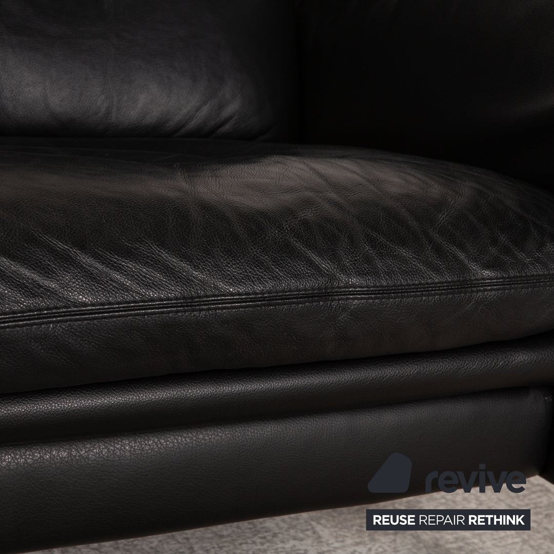 Erpo Porto Leder Zweisitzer Schwarz Sofa Couch Relaxfunktion