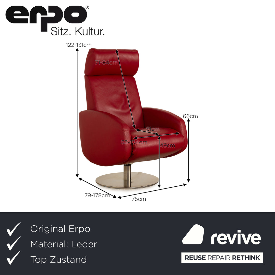 Erpo Relax Leather Armchair Red Electric Function Relaxation Function