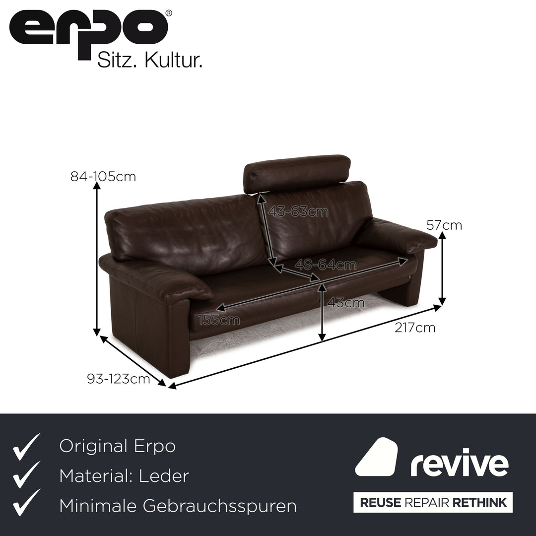 Erpo Santana leather three-seater brown sofa couch relax function