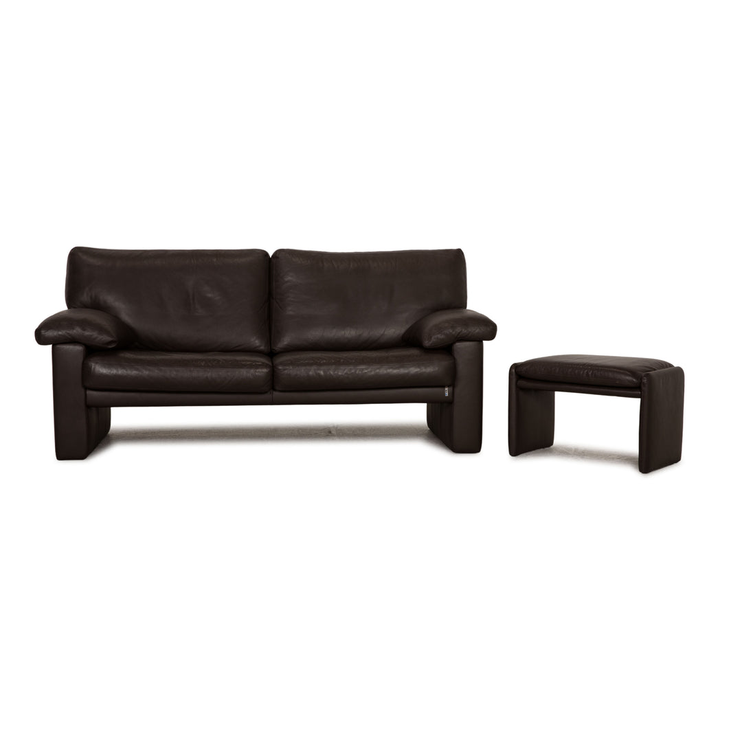 Erpo Santana Leder Sofa Garnitur Braun Zweisitzer Hocker Sofa Couch