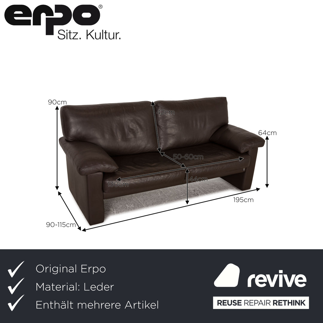 Erpo Santana Leder Sofa Garnitur Braun Zweisitzer Hocker Sofa Couch