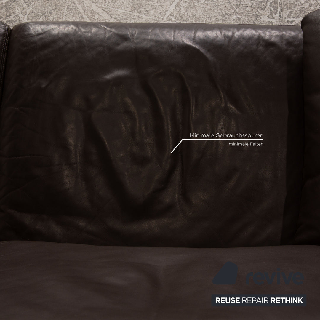 Erpo Santana Leder Sofa Garnitur Braun Zweisitzer Hocker Sofa Couch