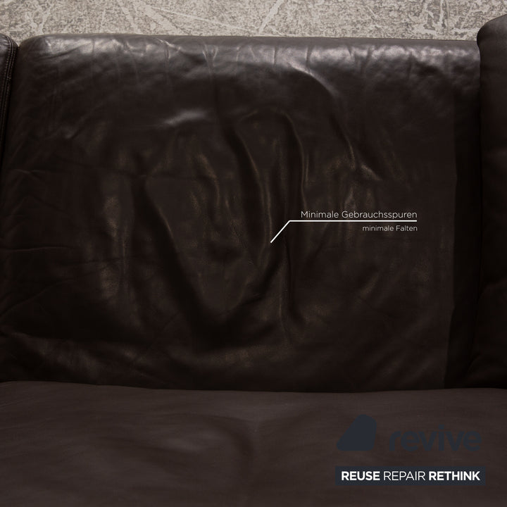 Erpo Santana Leder Sofa Garnitur Braun Zweisitzer Hocker Sofa Couch