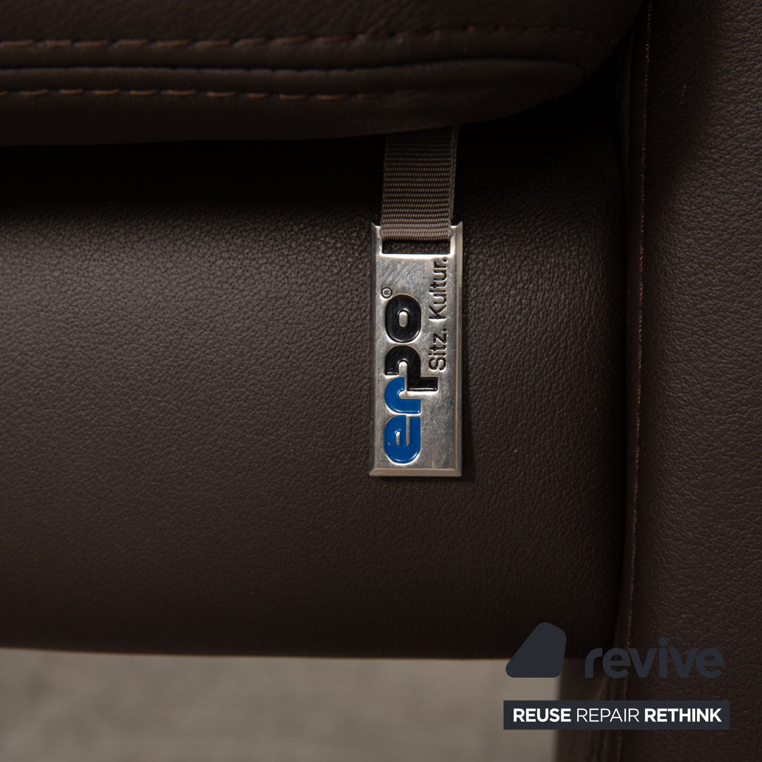 Erpo Santana Leder Sofa Garnitur Braun Zweisitzer Hocker Sofa Couch