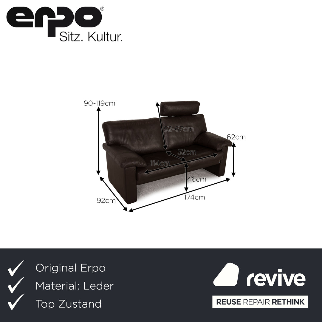 Erpo Santana Leder Zweisitzer Braun Dunkelbraun Sofa Couch