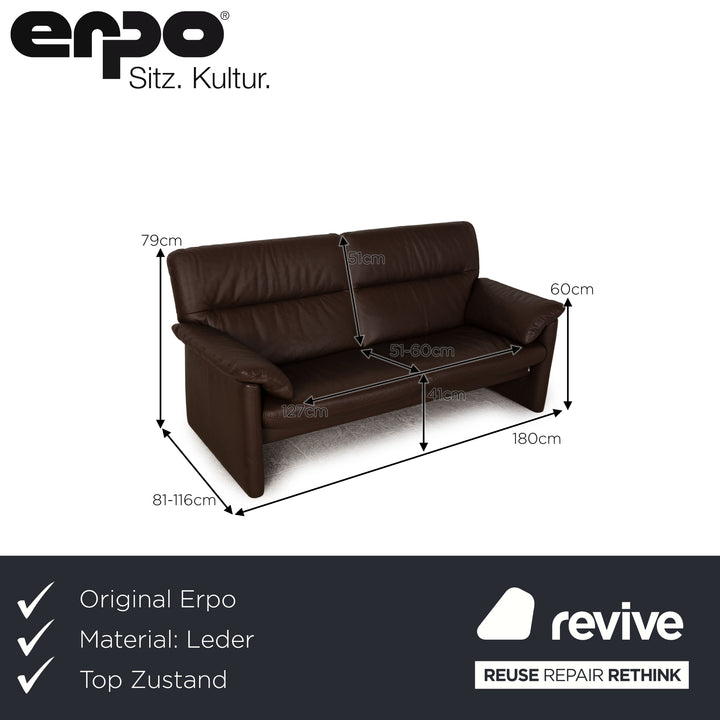 Erpo Zweisitzer Leder Sofa Braun Couch