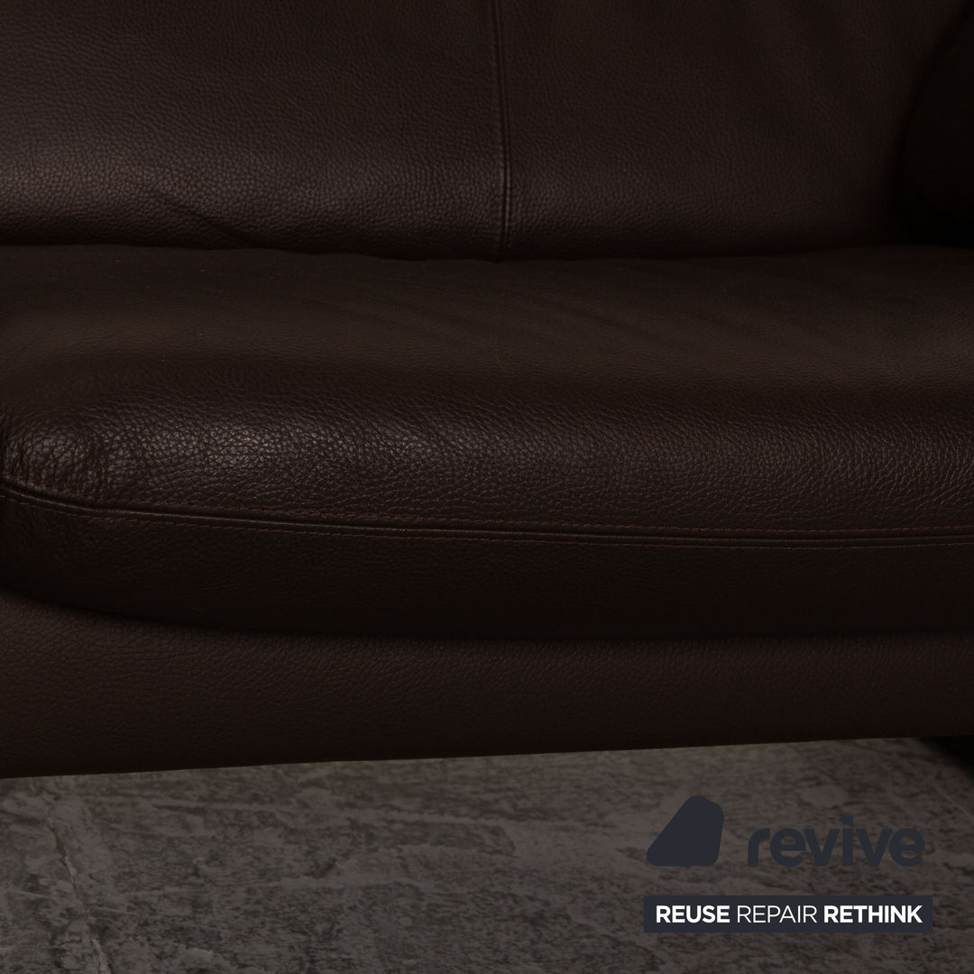 Erpo Zweisitzer Leder Sofa Braun Couch