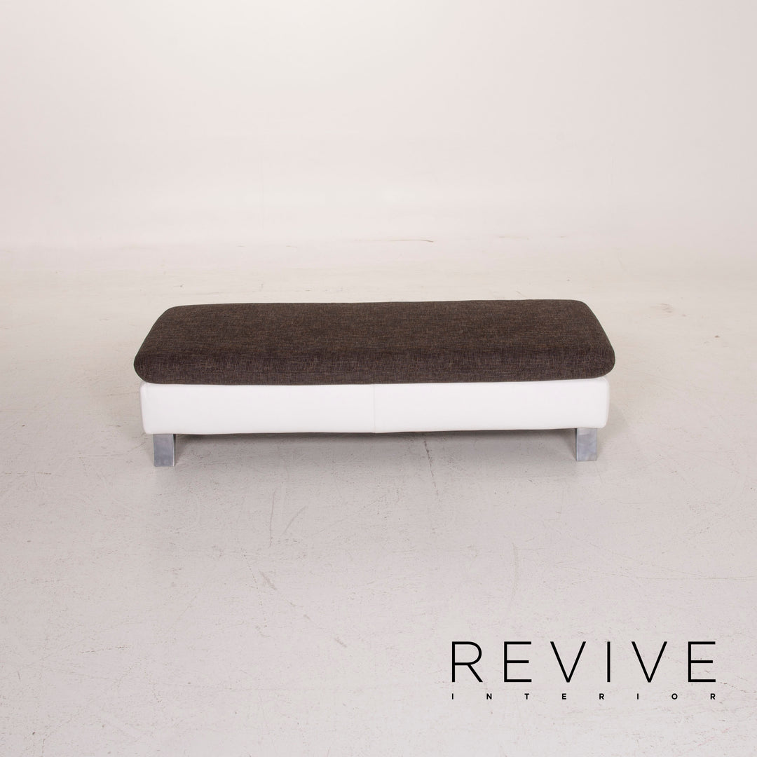 Ewald Schillig Ameto Stoff Hocker Braun Leder Weiß #15126