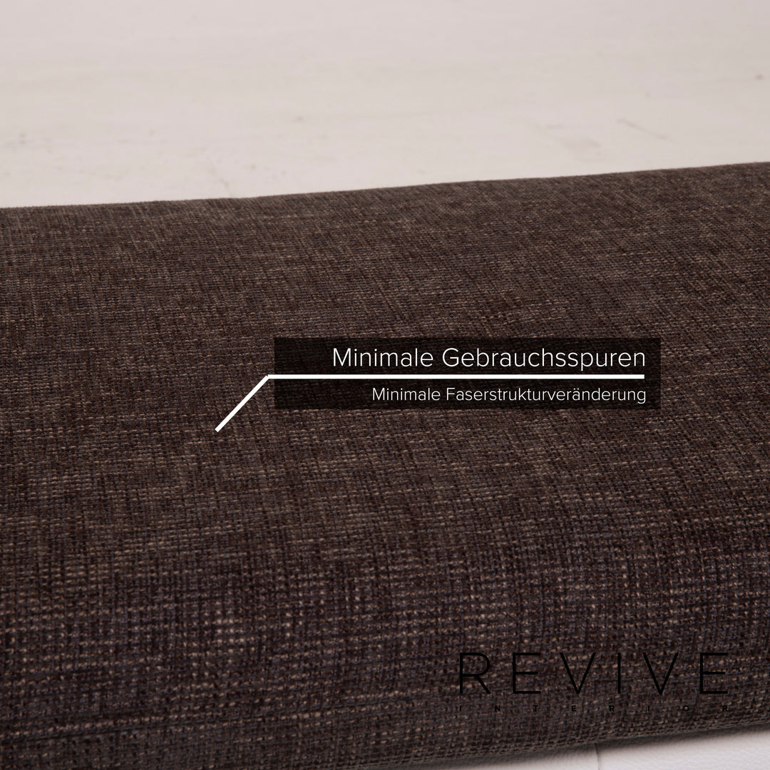 Ewald Schillig Ameto Stoff Hocker Braun Leder Weiß #15126