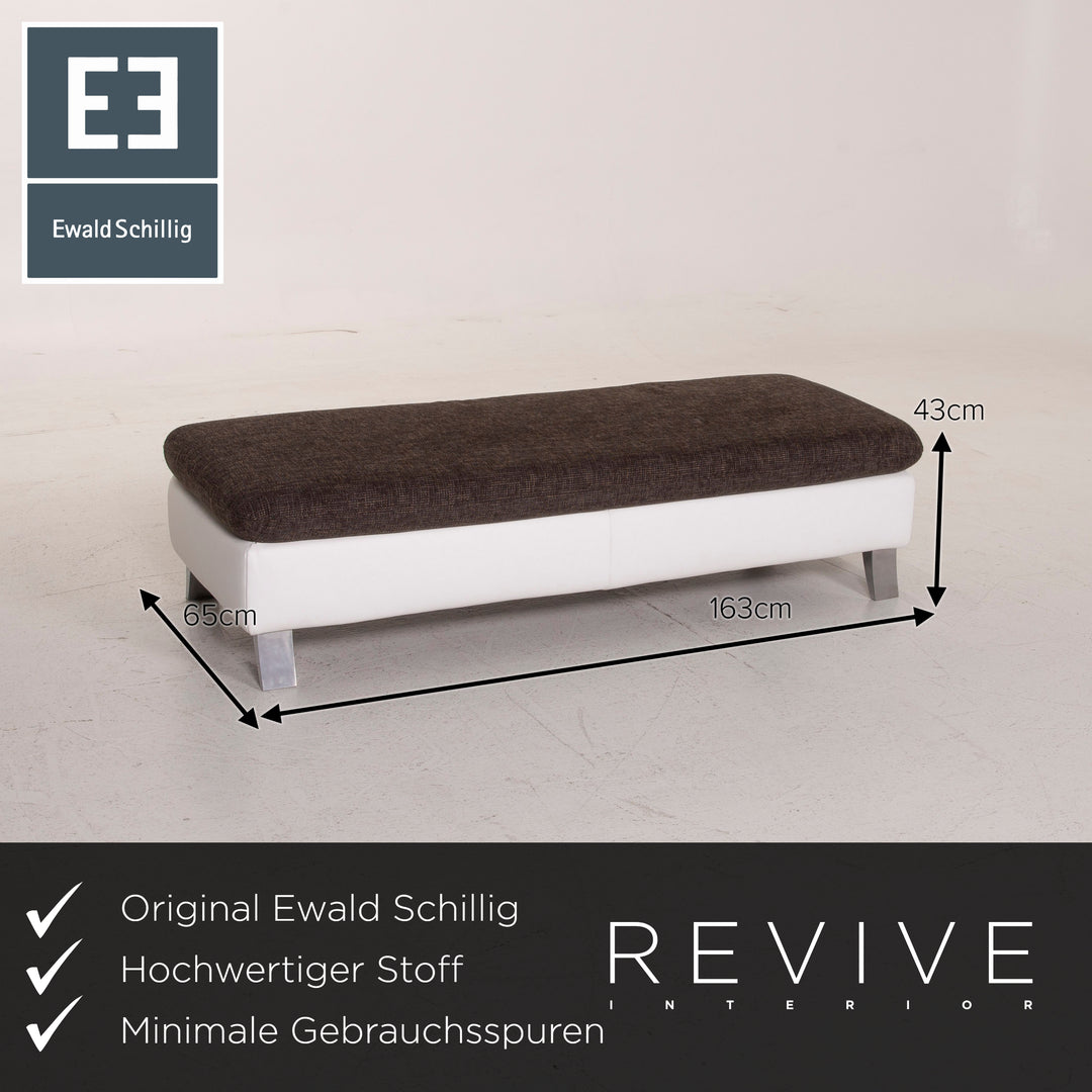 Ewald Schillig Ameto Stoff Hocker Braun Leder Weiß #15126