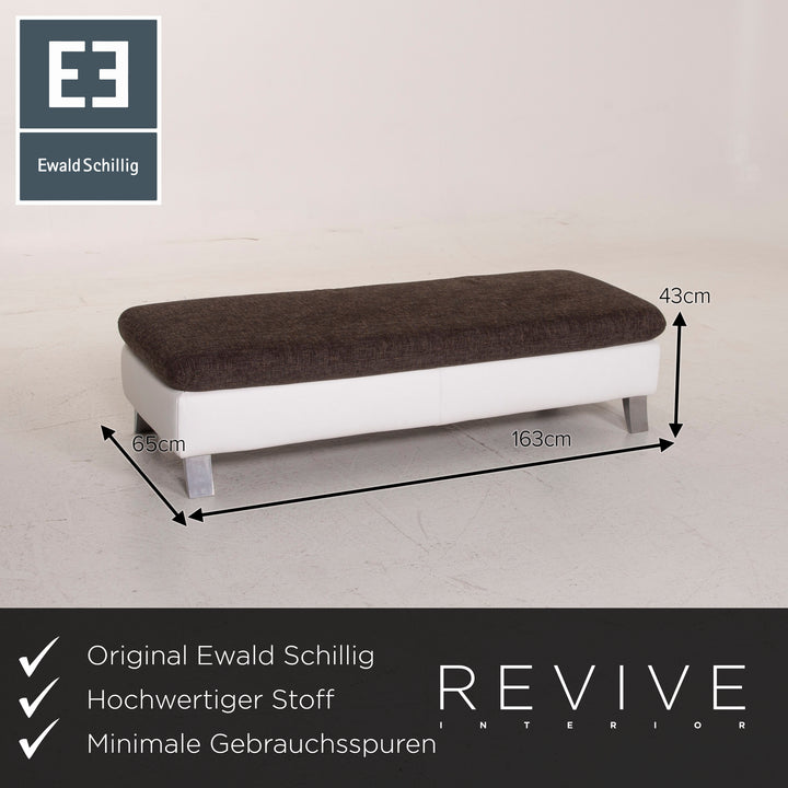 Ewald Schillig Ameto Stoff Hocker Braun Leder Weiß #15126