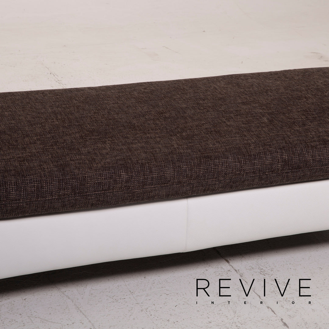 Ewald Schillig Ameto Stoff Hocker Braun Leder Weiß #15126