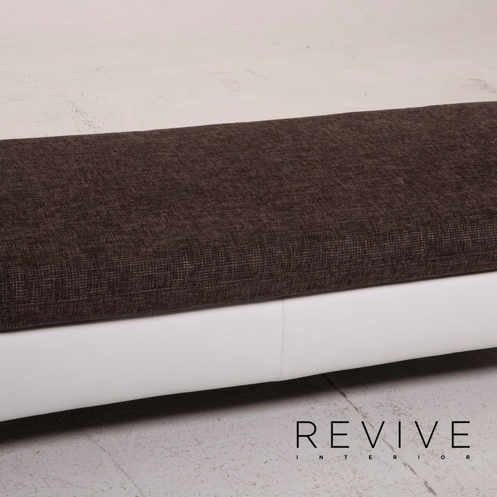 Ewald Schillig Ameto Stoff Hocker Braun Leder Weiß #15126