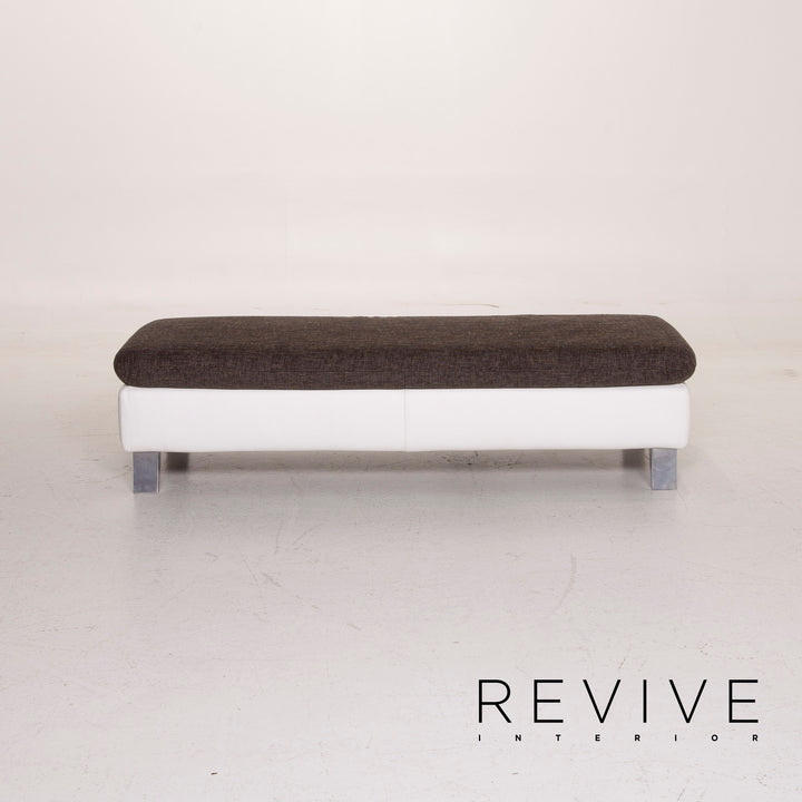 Ewald Schillig Ameto Stoff Hocker Braun Leder Weiß #15126