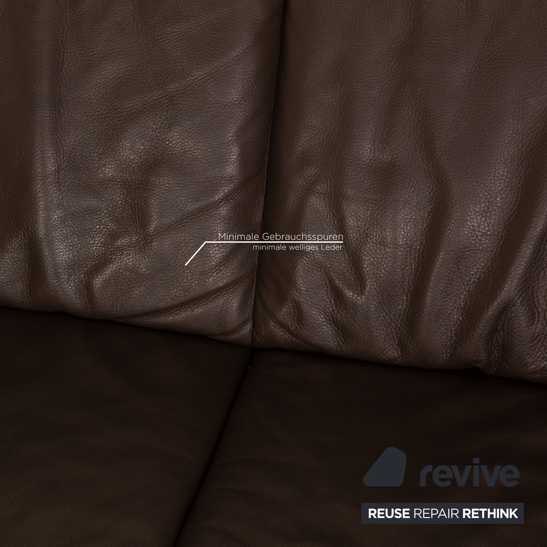 Ewald Schillig Bentley Leder Sofa Garnitur Dunkelbraun Ecksofa Hocker Couch