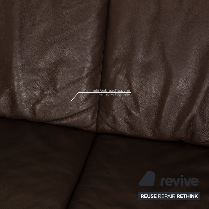 Ewald Schillig Bentley Leder Sofa Garnitur Dunkelbraun Ecksofa Hocker Couch