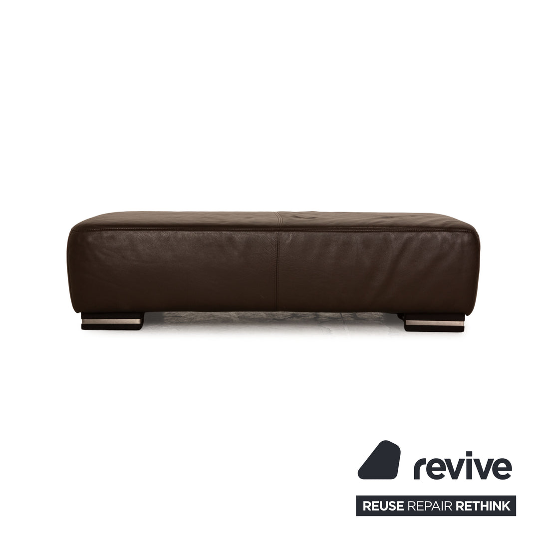 Ewald Schillig Bentley Leder Sofa Garnitur Dunkelbraun Ecksofa Hocker Couch