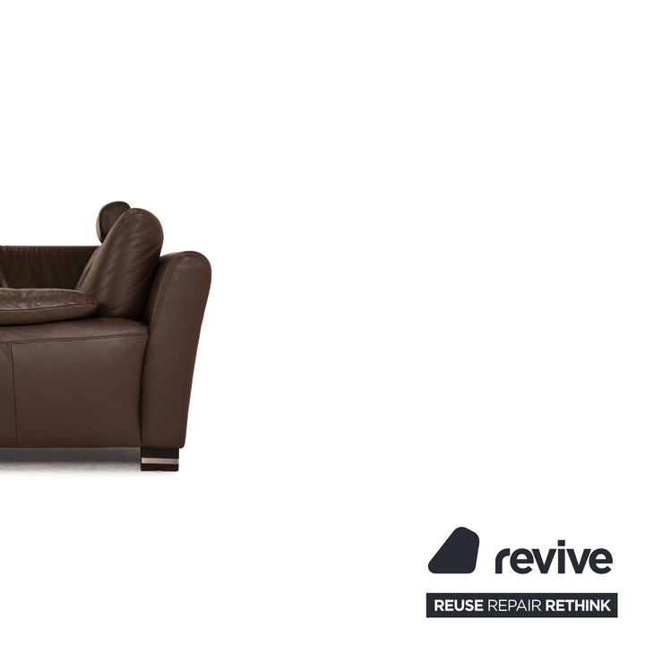 Ewald Schillig Bentley Leder Sofa Garnitur Dunkelbraun Ecksofa Hocker Couch