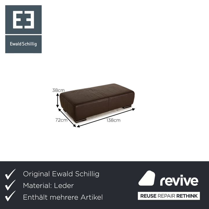 Ewald Schillig Bentley Leder Sofa Garnitur Dunkelbraun Ecksofa Hocker Couch