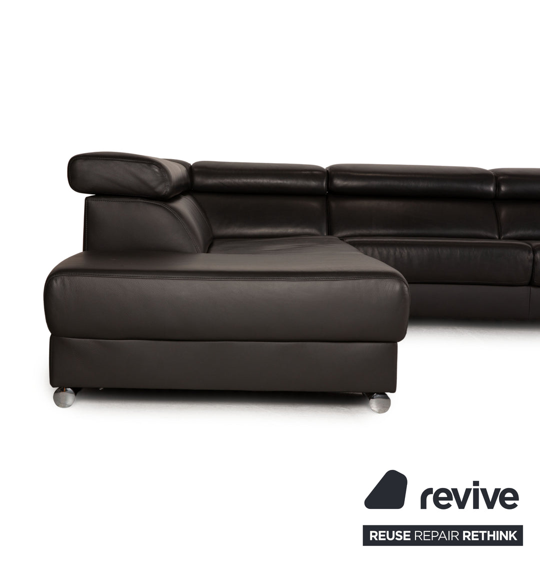 Ewald Schillig Brand Blues Leder Ecksofa Anthrazit Sofa Couch Funktion