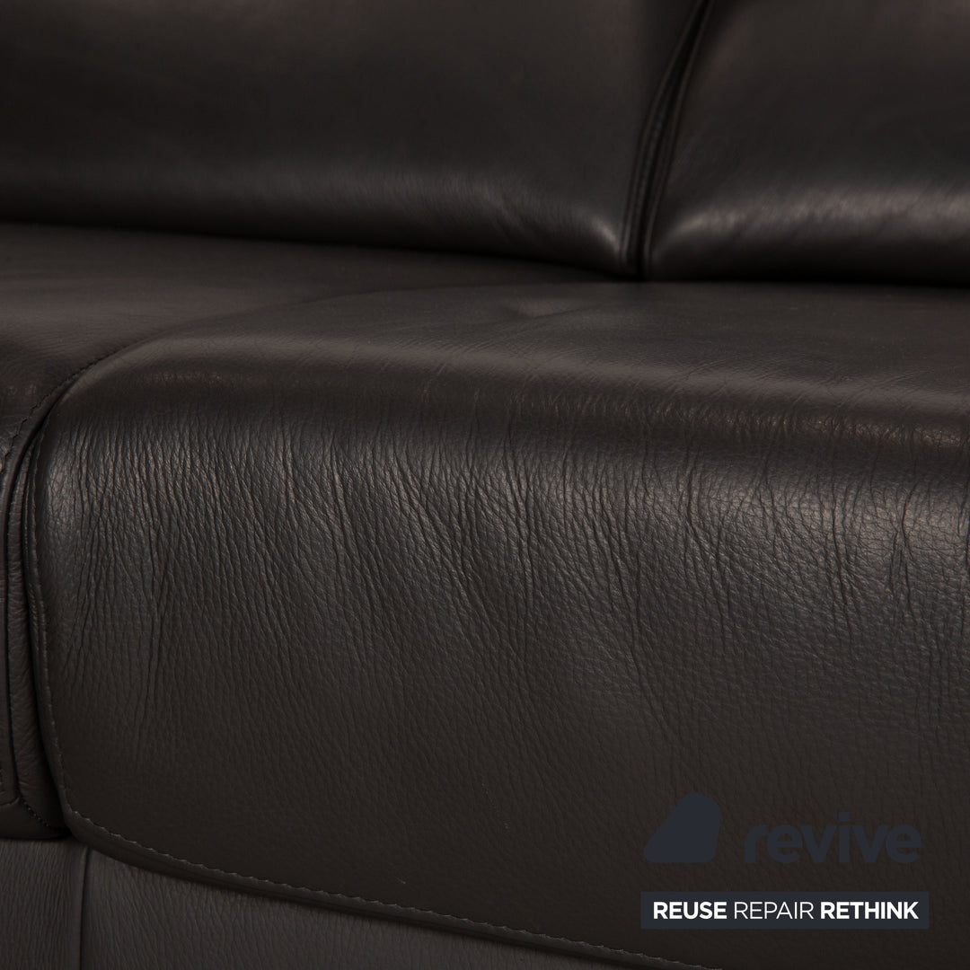 Ewald Schillig Brand Blues Leder Ecksofa Anthrazit Sofa Couch Funktion