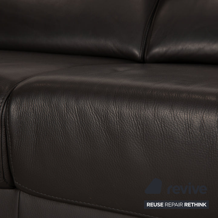 Ewald Schillig Brand Blues Leder Ecksofa Anthrazit Sofa Couch Funktion