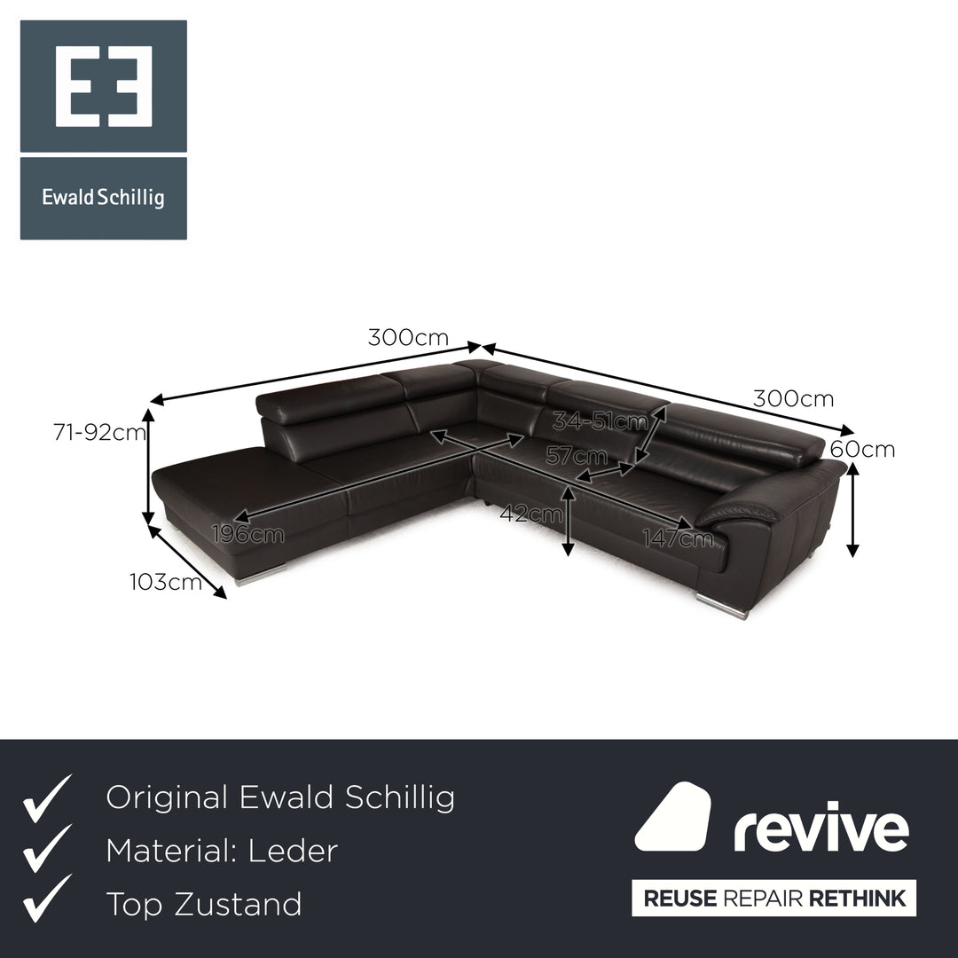 Ewald Schillig Brand Blues Leder Ecksofa Anthrazit Sofa Couch Funktion