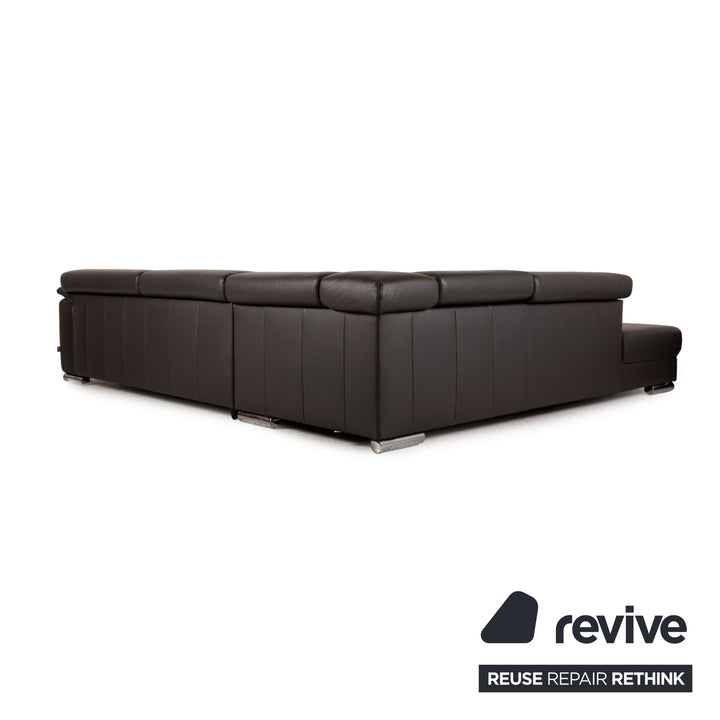 Ewald Schillig Brand Blues Leder Ecksofa Anthrazit Sofa Couch Funktion
