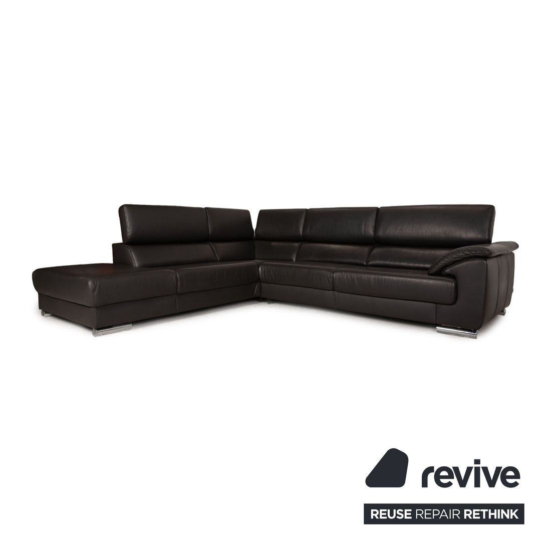 Ewald Schillig Brand Blues Leder Ecksofa Anthrazit Sofa Couch Funktion