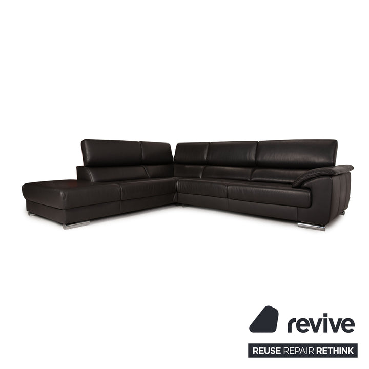 Ewald Schillig Brand Blues Leder Ecksofa Anthrazit Sofa Couch Funktion