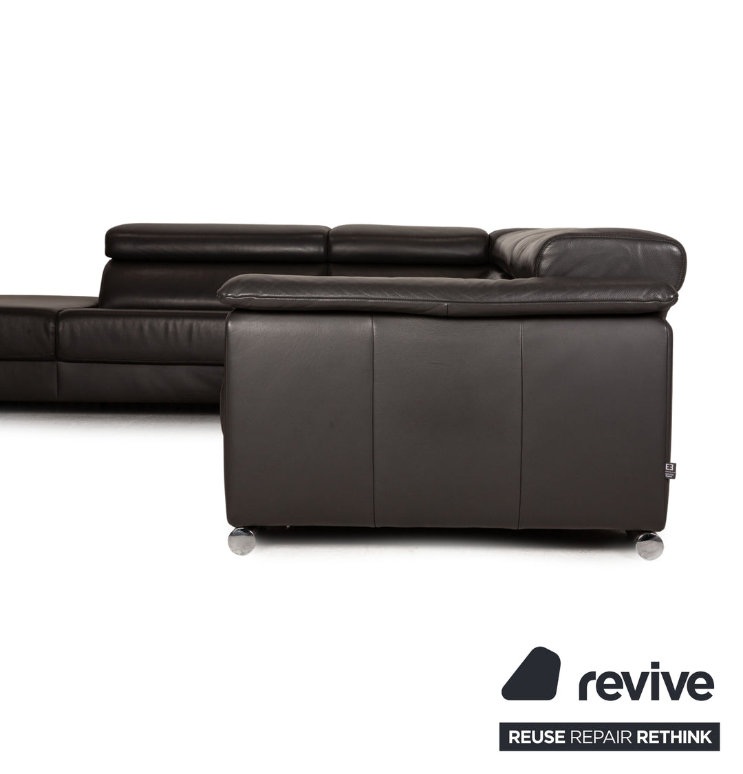 Ewald Schillig Brand Blues Leder Ecksofa Anthrazit Sofa Couch Funktion