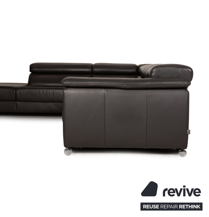 Ewald Schillig Brand Blues Leder Ecksofa Anthrazit Sofa Couch Funktion