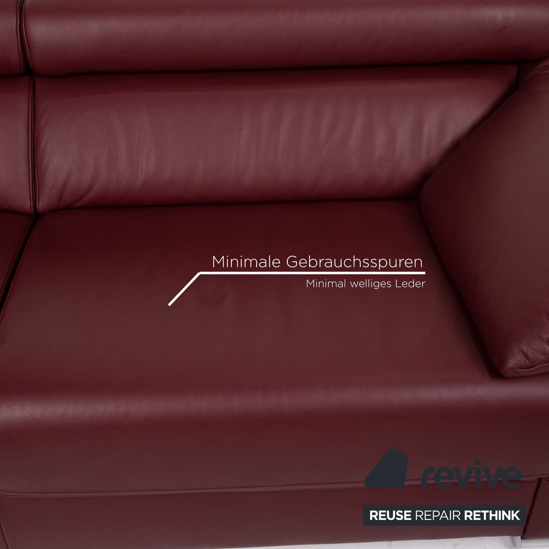 Ewald Schillig Brand Blues Leder Sofa Dunkelrot Zweisitzer #15007