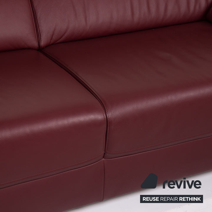 Ewald Schillig Brand Blues Leder Sofa Dunkelrot Zweisitzer #15007