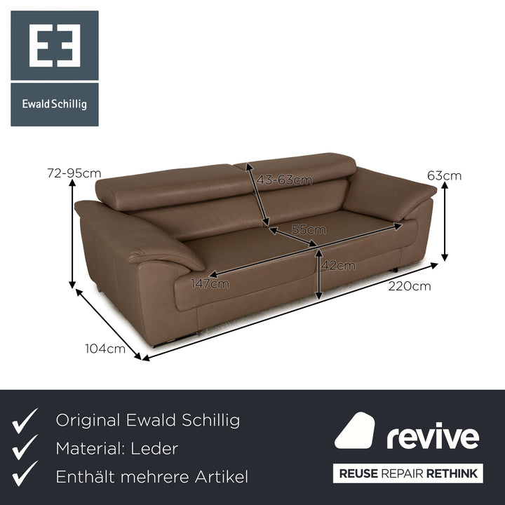 Ewald Schillig Brand Blues Leder Sofa Garnitur Zweisitzer Grau Sofa Couch