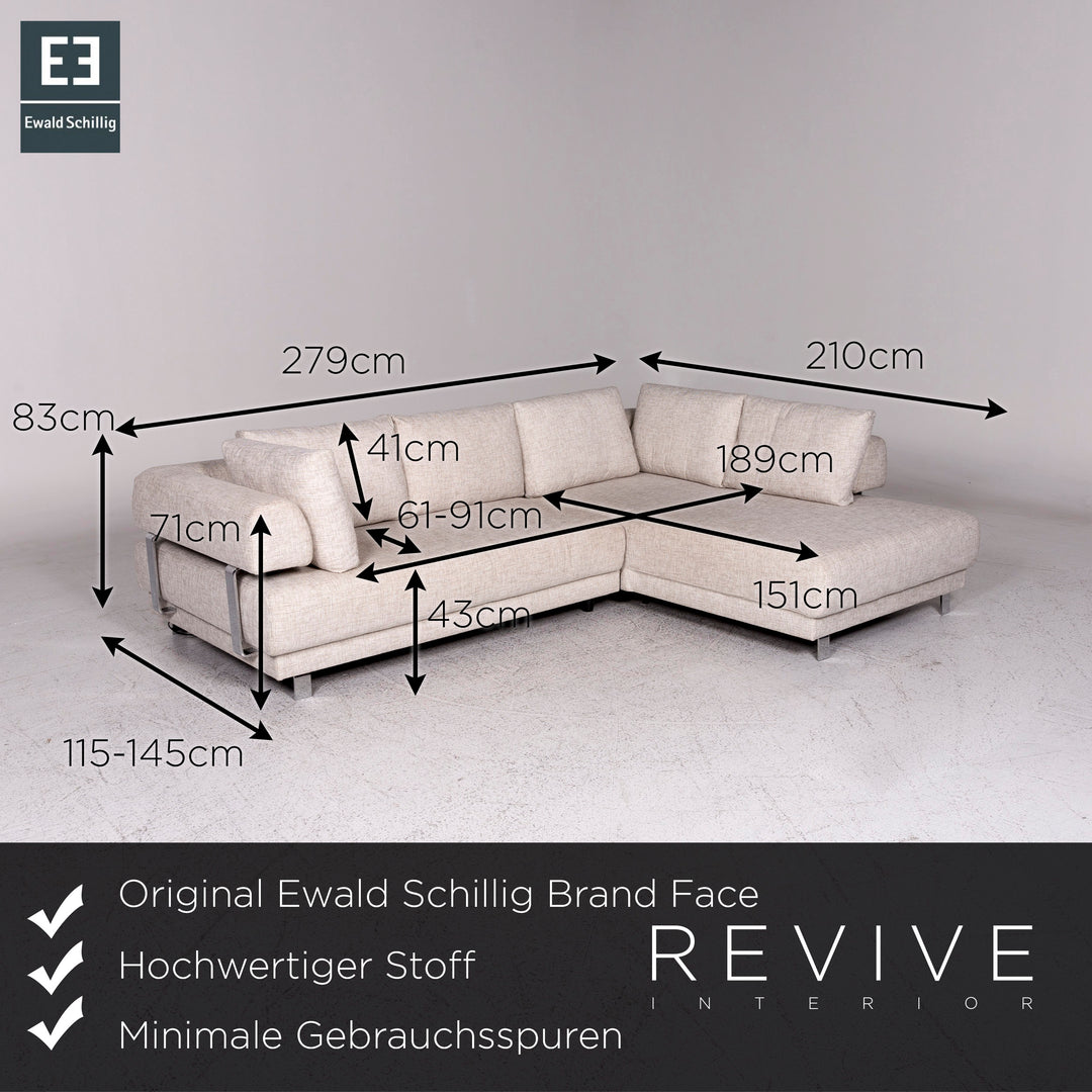 Ewald Schillig Brand Face Designer Stoff Eckofa Creme Sofa Funktion Couch #9828