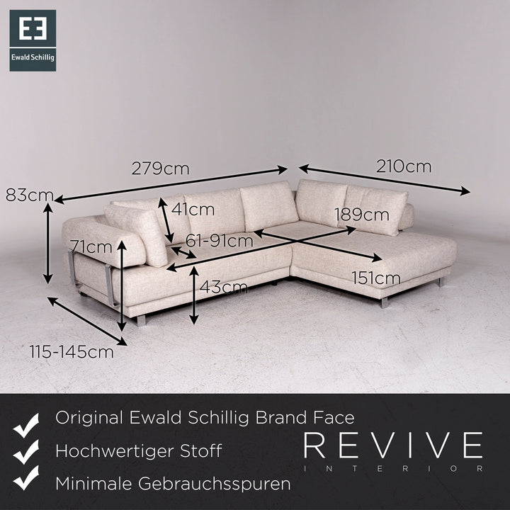 Ewald Schillig Brand Face Designer Stoff Eckofa Creme Sofa Funktion Couch #9828