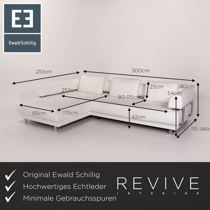 Ewald Schillig Brand Face Elektrisch Leder Ecksofa Weiß Sofa Funktion Relaxfunktion Couch #14348