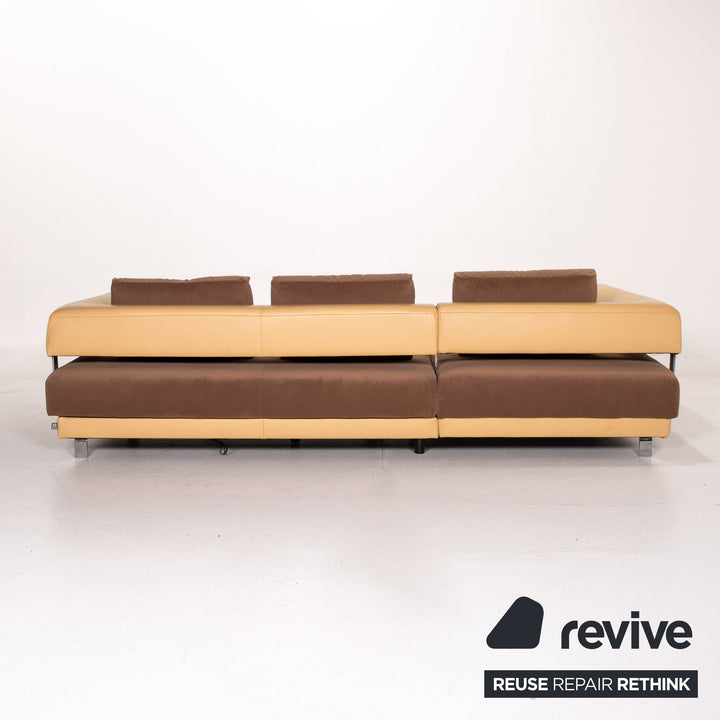 Ewald Schillig Brand Face Electric Function Leather Fabric Corner Sofa Beige Brown Sofa Couch #14060