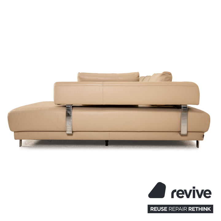 Ewald Schillig Brand Face Leder Ecksofa Beige manuelle Funktion Recamiere Links