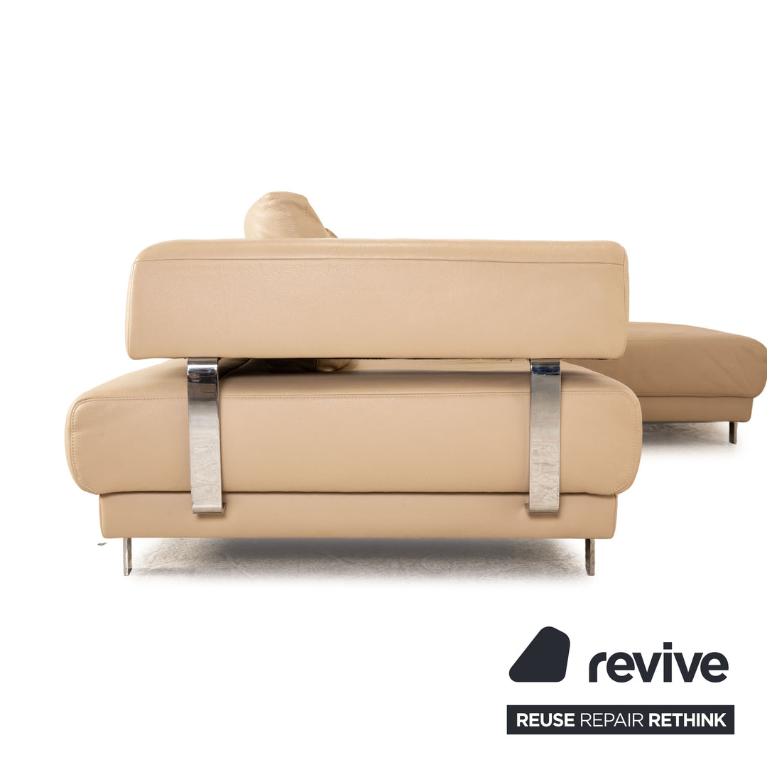 Ewald Schillig Brand Face Leder Ecksofa Beige manuelle Funktion Recamiere Links