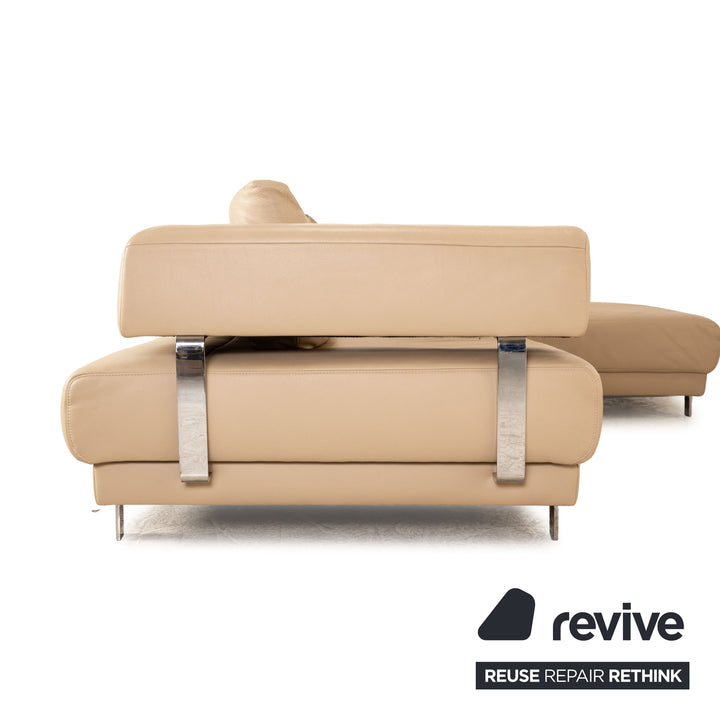 Ewald Schillig Brand Face Leder Ecksofa Beige manuelle Funktion Recamiere Links