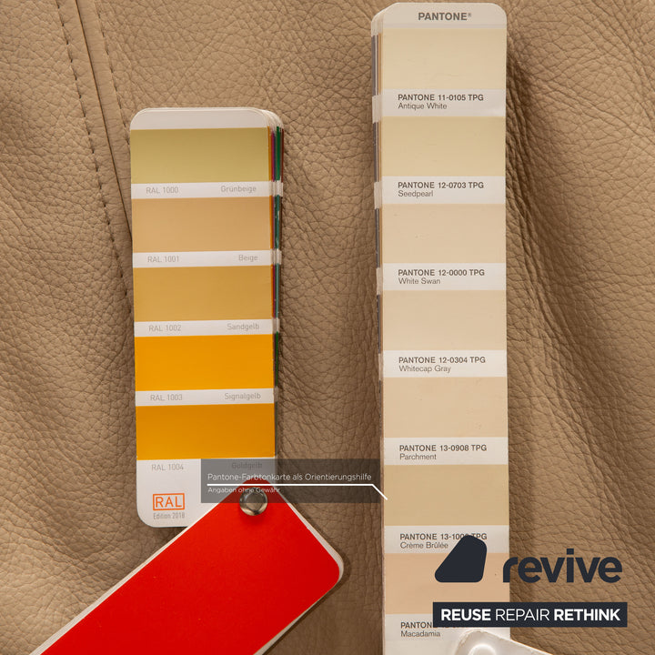 Ewald Schillig Brand Face Leder Ecksofa Beige manuelle Funktion Recamiere Links