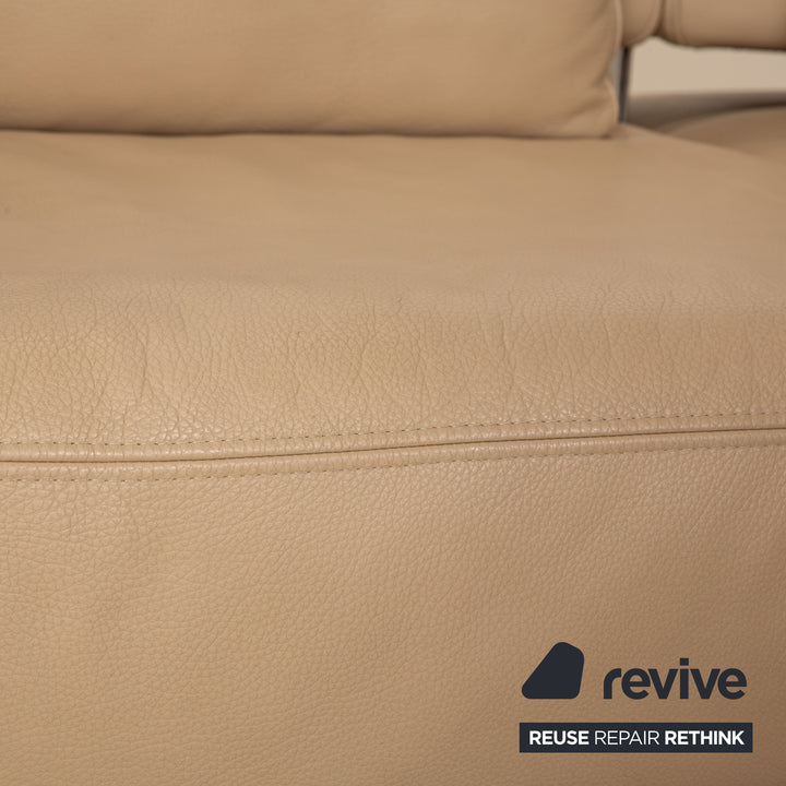 Ewald Schillig Brand Face Leder Ecksofa Beige manuelle Funktion Recamiere Links