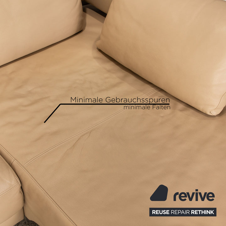 Ewald Schillig Brand Face Leder Ecksofa Beige manuelle Funktion Recamiere Links